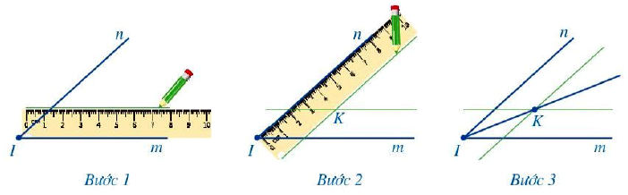 Vẽ tia phân giác của một góc bằng thước hai lề