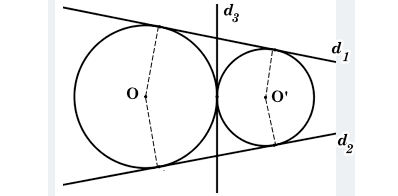 Số tiếp tuyến chung của 2 đường tròn tiếp xúc ngoài là 3